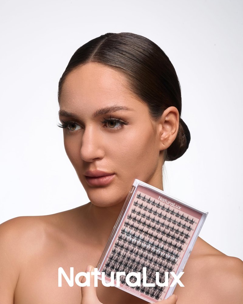 NATURALUX Hybrid Doll Wispy Mixed Lash NL01; 10mm, 12mm, 14mm, 16mm; 144 Total Count; False Eyelash Clusters, Individual Lashes, Lash Extensions, Lash Clusters, C Curl