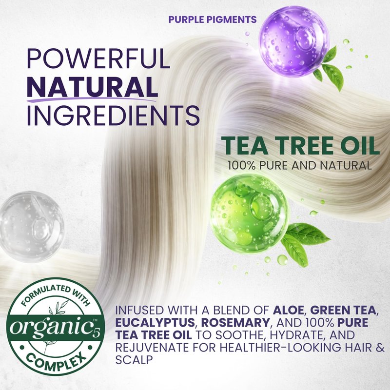KESMEDIK Tea Tree Purple Hair Mask Toner with Argan Oil, Deep Conditioner for Dry Damaged Bleached, Blonde Silver White & Gray Hair Toner, Itchy Scalp Relief, Removes Brassy & Yellow Tones