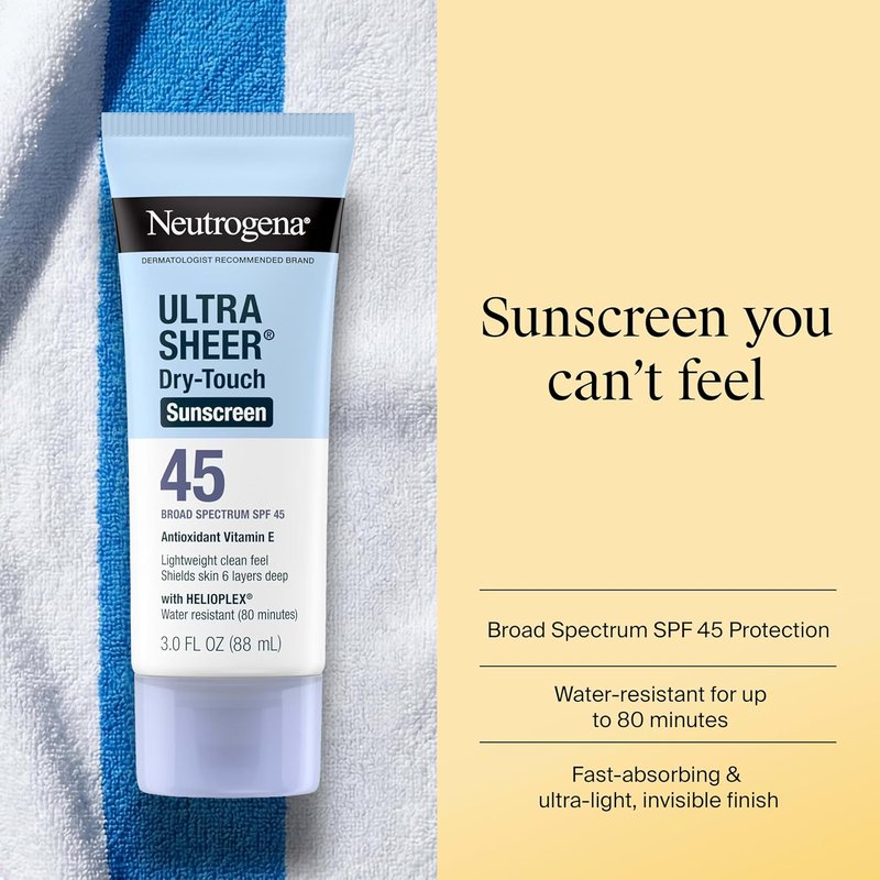 Neutrogena Ultra Sheer Sunscreen SPF 45 - Lightweight, Water-Resistant, Travel Size | 3 fl. oz (2 Pack)