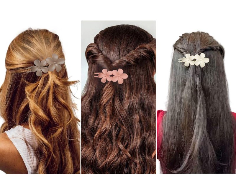 8 Pcs Flower Hair Claw Clips, Matte Flat Frangipani Hair Clips, Beach Tropical Party Strong Hold Jaw Hair Clips for Women Girls Thin Thick Curly Straight Hair Accessories (8 PCS Frangipani)