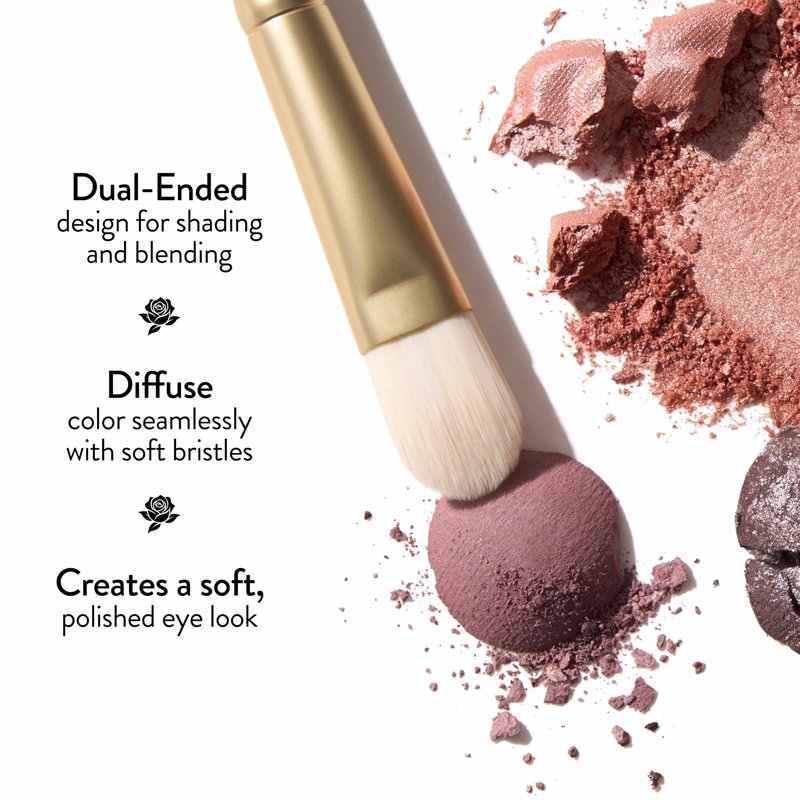 LAURA GELLER NEW YORK Dual-Ended Eyeshadow Brush - Flat Packing & Fluffy Blending Brush for Baked & Pressed Eyeshadow - Limited Edition Draper James Design