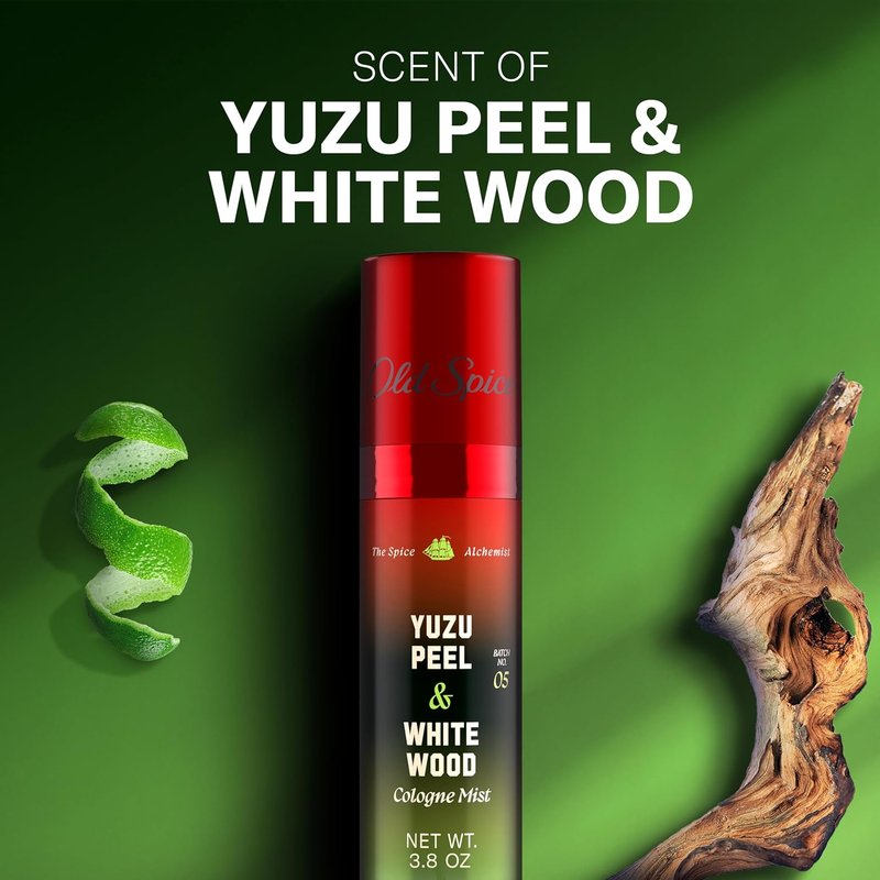 Old Spice Cologne Mist - Spice Alchemist Collection | 24/7 Infused Scent, Yuzu Peel & White Wood, 3.8 oz