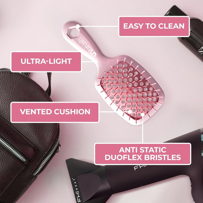FHI Heat UNbrush Mini Detangler Brush - Pain-Free Brushing for All Hair Types | Lightweight, Anti-Static Bristles