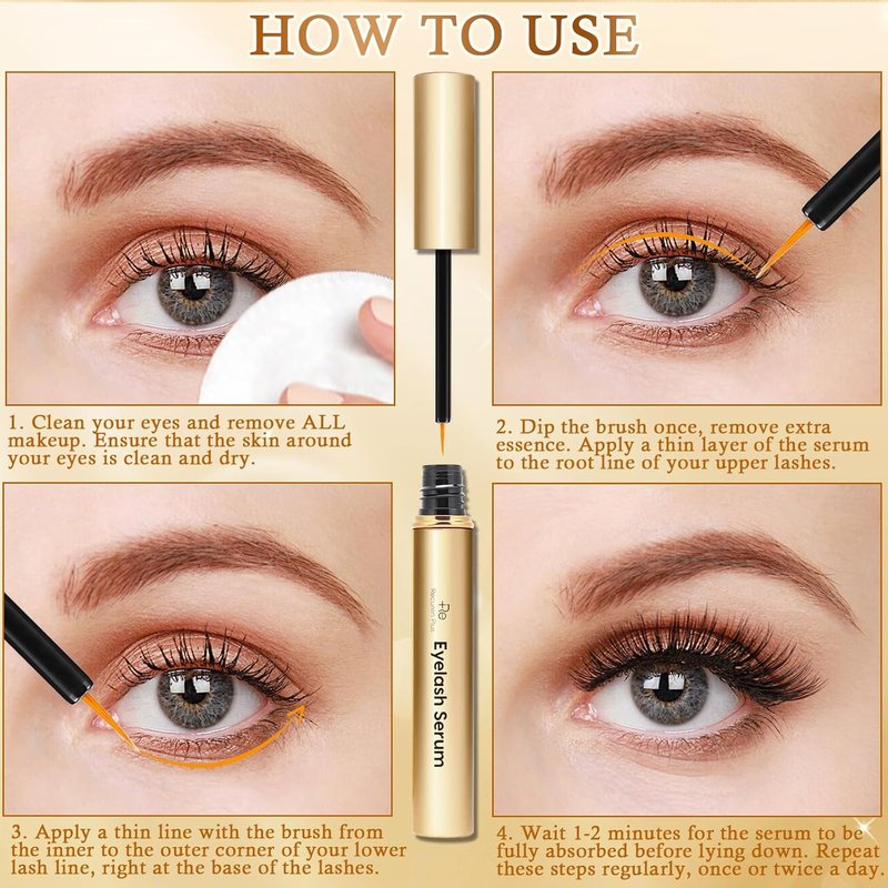 Recuren Plus Premium Eyelash Growth Serum: Advanced Vegan Formula for Longer Thicker Lashes