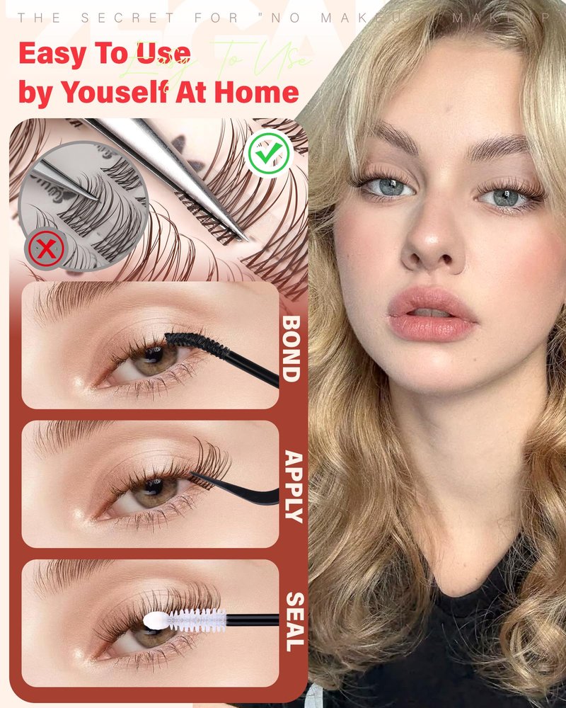 Short Brown Lash Clusters 10-12-14MM Natural Eyelash Clusters Clear Band Wispy Cluster Eyelash Extensions C-Curly Short Lashes Clusters Brown Natural Cluster Lashes 144Pcs by Zegaine