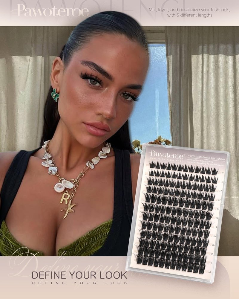 Pawotence Manga Lash Clusters 10-18mm Eyelash Clusters 144pcs Cluster Eyelash Extensions Anime Cluster Lashes Individual False Eyelashes for DIY Lash Extension