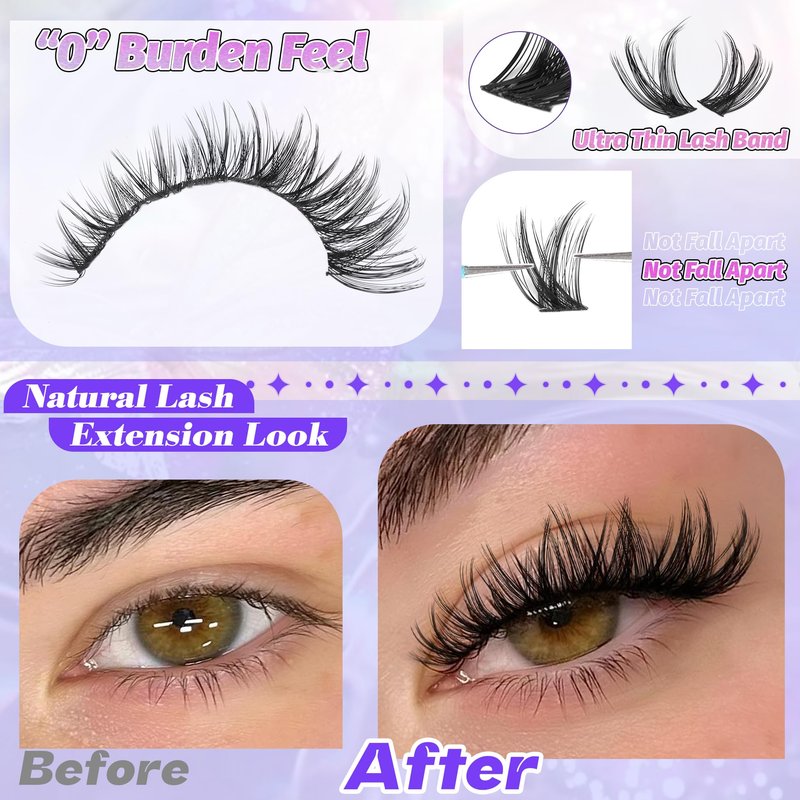 Lash Clusters Wispy Eyelash Extensions 168pcs Volume Individual Lashes 10-18mm Waterproof Natural DIY Lash Extensions Cluster Eyelash Extensions by ALICE
