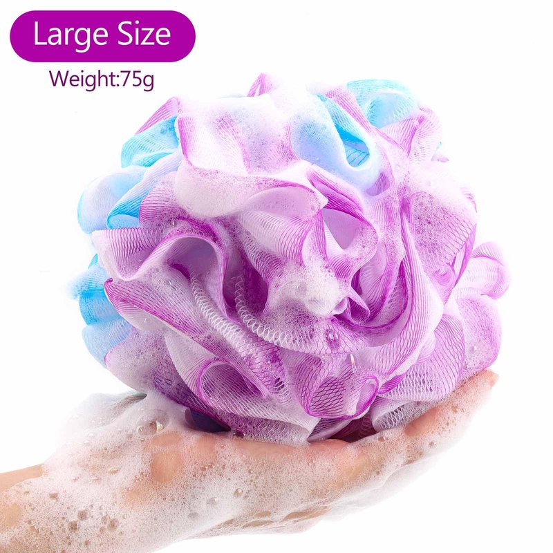 BTYMS 75g/Pc Large Loofahs Shower Sponge, Exfoliating Body Scrubber Shower Scrunchies Mesh Pouf Bath Sponges - Pack of 6