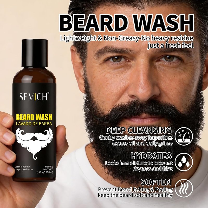 Beard Wash and Conditioner Set for Men - Natural Argan & Jojoba Oil | Deep Cleansing & Moisturizing 2-in-1 Kit