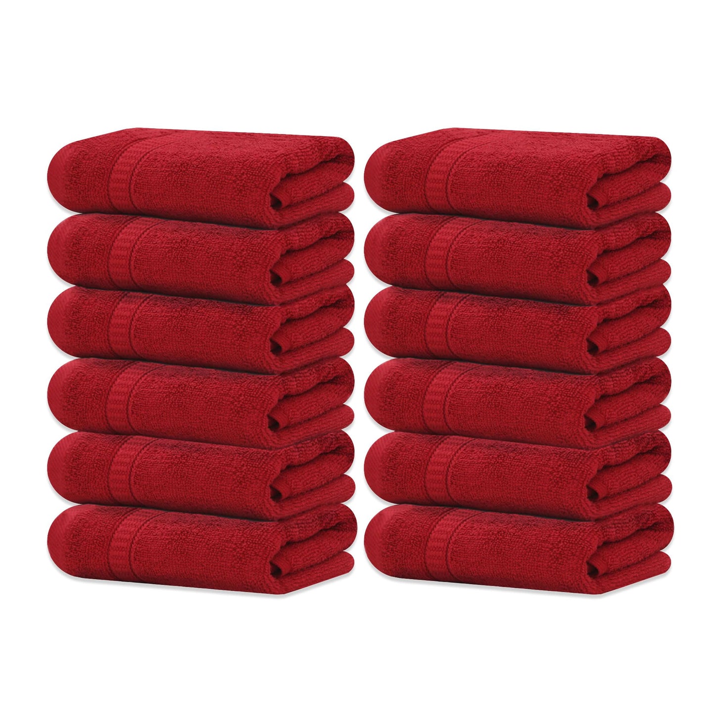 GOLD TEXTILES Luxury Wash Cloths Set of 12, Red (13x13 Inches) 100% Ring Spun Cotton, Premium Feel with High Absorbancy Ideal Washcloths for Bathroom,Salon, Spa and Gym