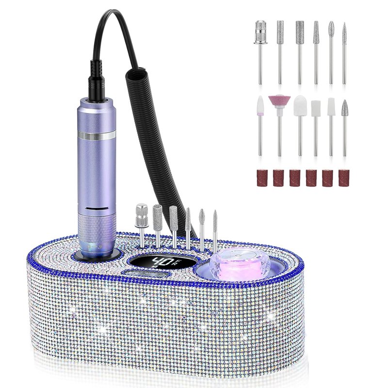 Electric Nail Drill Kit - 40000RPM Professional E-File Machine with 12 Bits for Acrylic Nails | Sparkly Diamond Finish