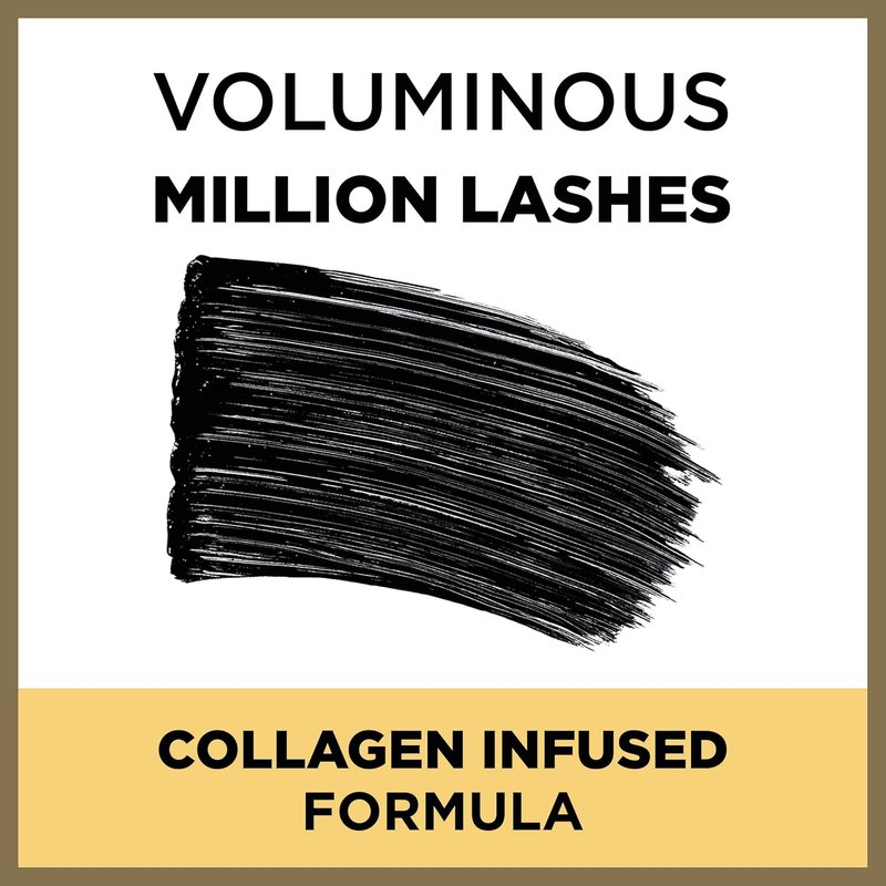 L’Oreal Paris Voluminous Million Lashes Mascara - Collagen-Infused, Amplifying Brush, Washable, Black, 0.30 Fl Oz.