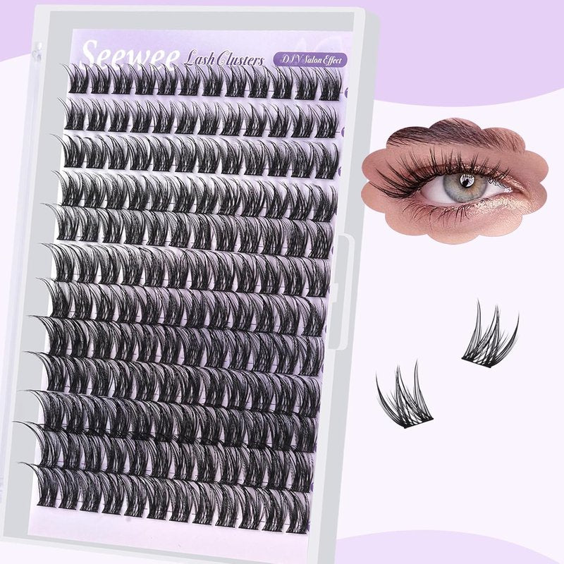 S2 Lash Kit - Wispy Lash Clusters 10-18mm D Curl - 144pcs DIY Individual Natural Eyelash Extensions