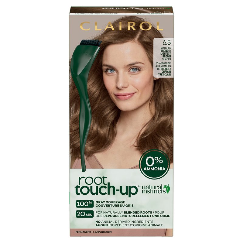 Clairol Root Touch-Up by Natural Instincts Permanent Hair Dye, 6.5 Bronde Hair Color | Naturally Blended Roots with 100% Gray Coverage | Vegan & Ammonia Free Formula | Pack of 1
