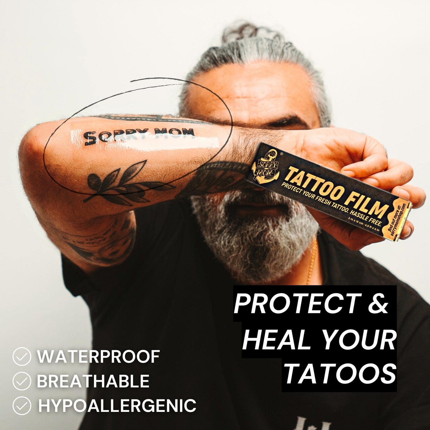 Sorry Mom Tattoo Aftercare Bandage - Second Skin Tattoo Cover - Clear Tattoo Bandage Waterproof, Adhesive Tattoo Wrap - Tattoo Healing Wrap - Tattoo Film Protection 6.5 ft x 6 in