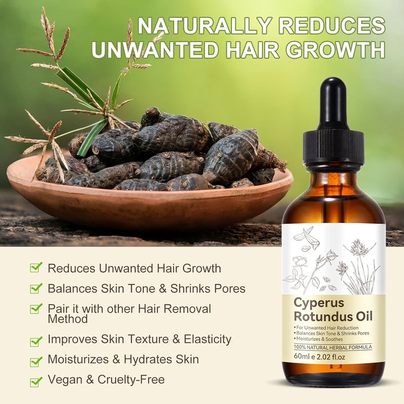 Cyperus Rotundus Oil - 100% Pure Natural Hair Removal Oil for Smooth Skin | 2.02 fl. oz.