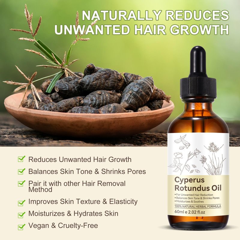 Cyprus Rotundus Oil - Cyperus Oil, Cyperus Cypress Rotundus for Hair Removal, Reducing Body Hair Growth, Smooth Skin & Moisturizing,Suitable for All Skin Types, Natural Hair Removal Solution - 4.06 oz