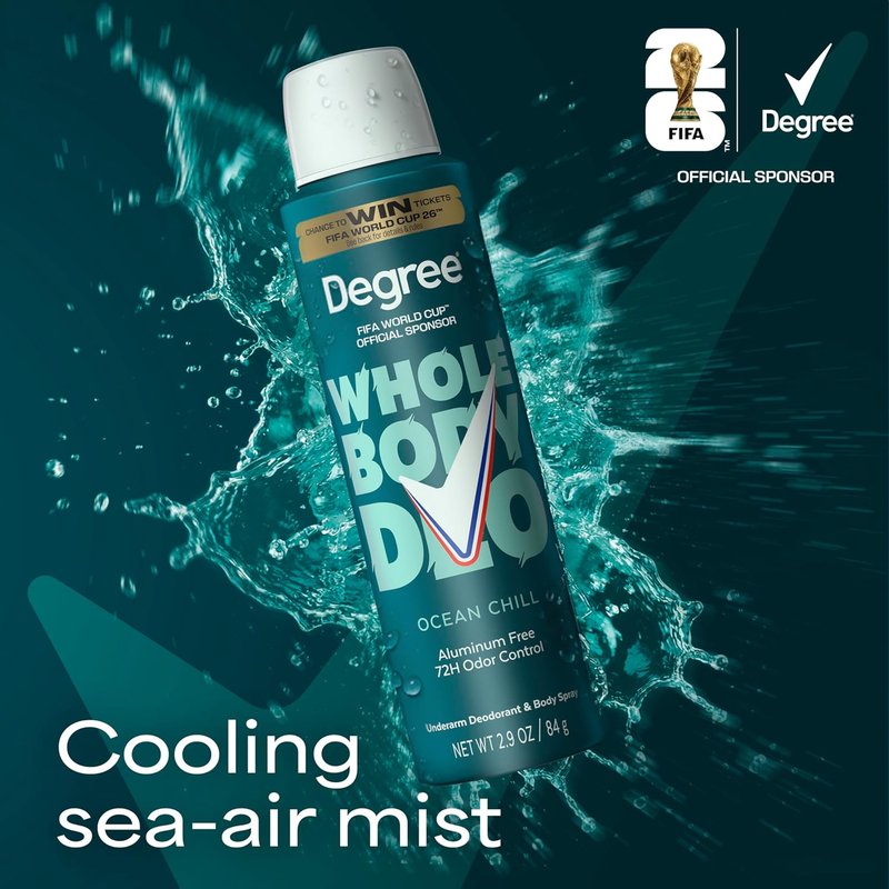 Degree Men Whole Body Deodorant Spray - Ocean Chill Scent | Aluminum-Free 72H Odor Protection, 2.9 oz