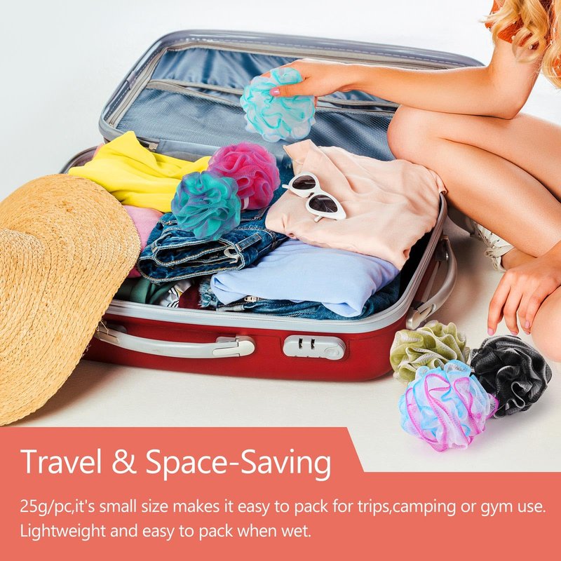 12Pcs Mini Loofah Travel Size Bath Sponge 25g/pc Shower Puff Mesh Pouf Exfoliating Bath Scrunchies - Multi Color