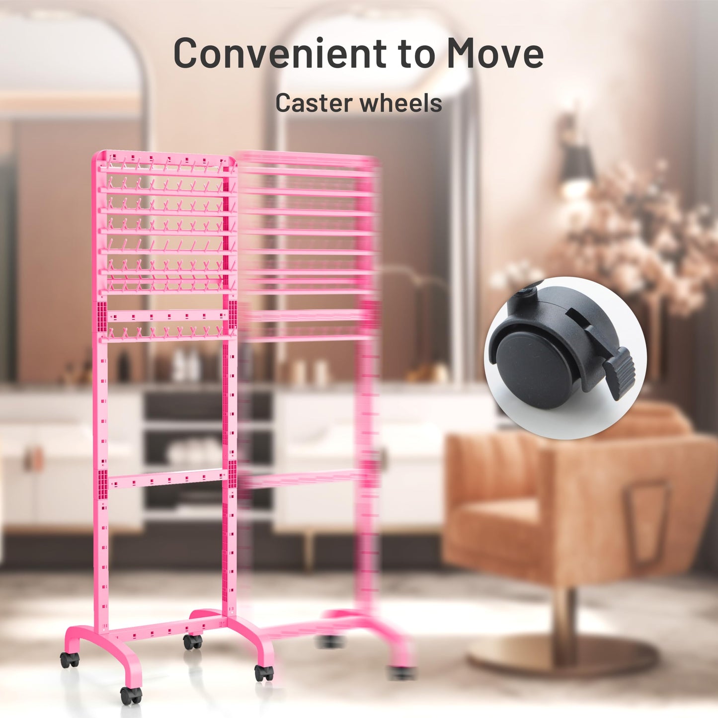 Yumkfoi Adjustable Braiding Rack with 160 Pegs, 2-sided Braid Rack for Braiders, Movable Hair Racks with Wheels, Hair Extension Holder for Braiders and Hairstylists