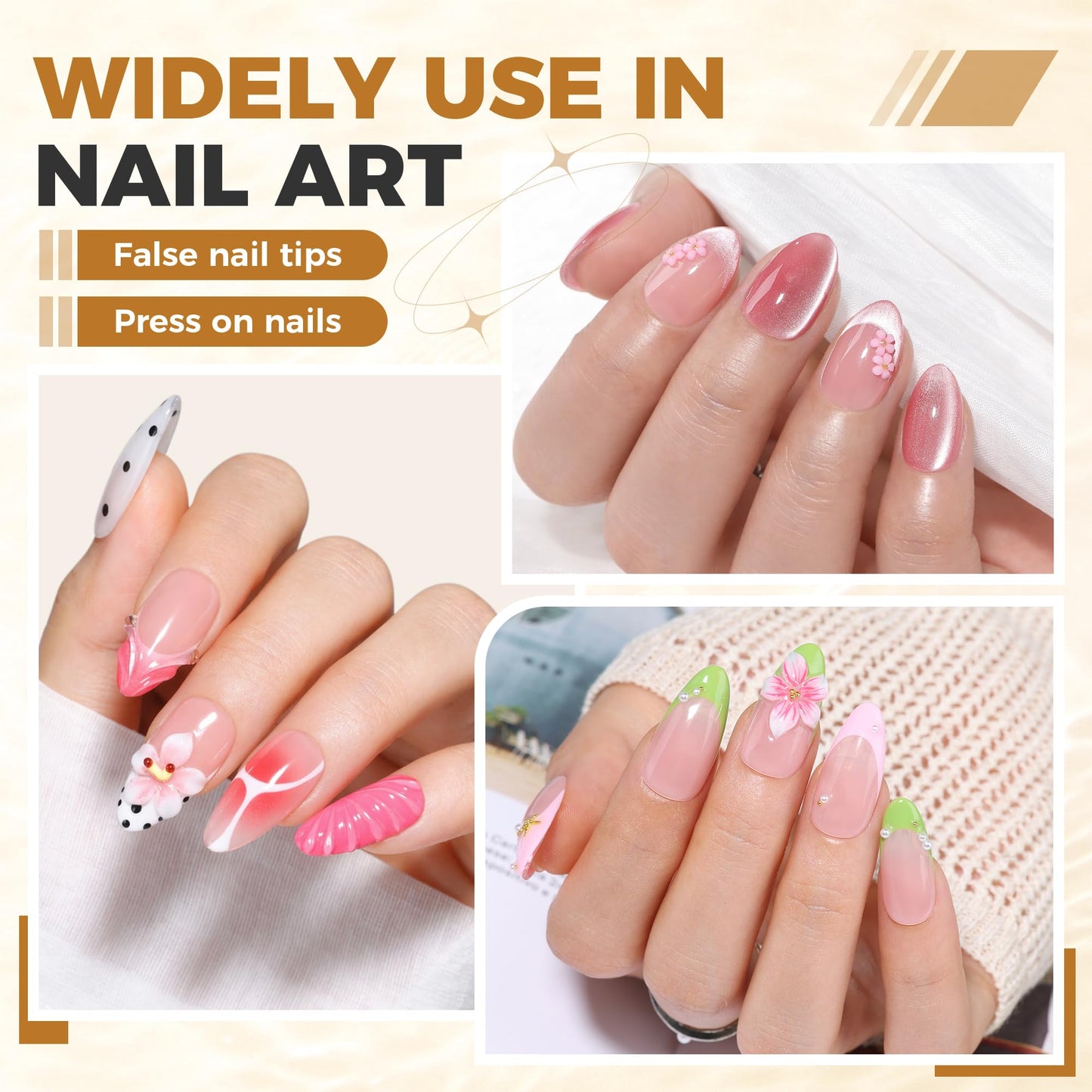 UNA GELLA Super Nail Glue for Press On Nails Quick Drying (5ML*2pcs) Acrylic Nails & Nail Tips No Lamp Need Press On Nails Glue Drip Use with Opener Long Lasting for DIY Nail Art