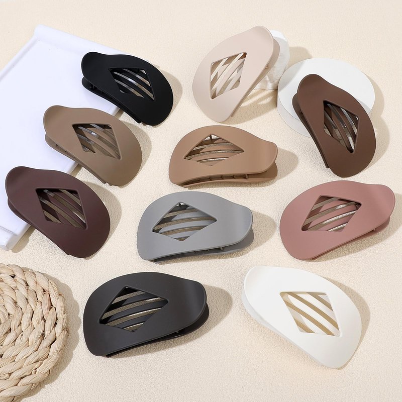 10 PCS French Flat Hair Clips for Women – 4.2 Inch Large Matte No-Slip Claw Clips for Long/Short Hair, Strong Hold Rhombus Hair Accessories, Commuting & Everyday Wear(Basic)