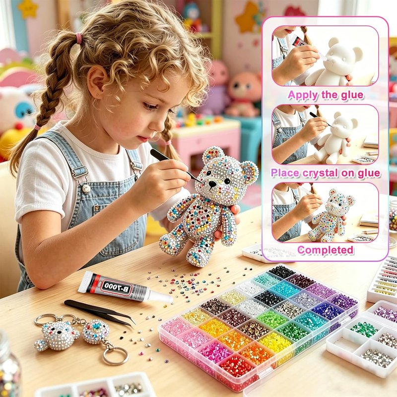 Bedazzler Kit - 46000 Pcs 3mm Flatback Rhinestones with Jewelry Glue, Tweezers & Pickup Pen for Nail Art | DIY Crafts & Fashion