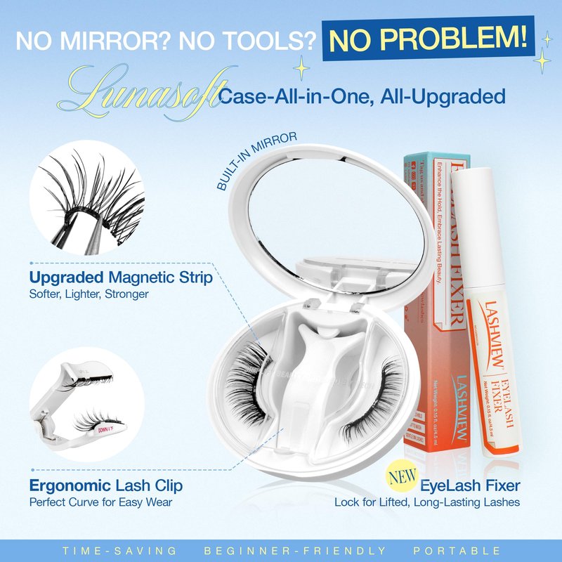 LASHVIEW Magnetic Eyelashes with Applicator Upgrade Soft Magnetic Eyelashes Natural Look Reusable No Glue or Eyeliner Needed Easy to Wear and Remove (RC25)