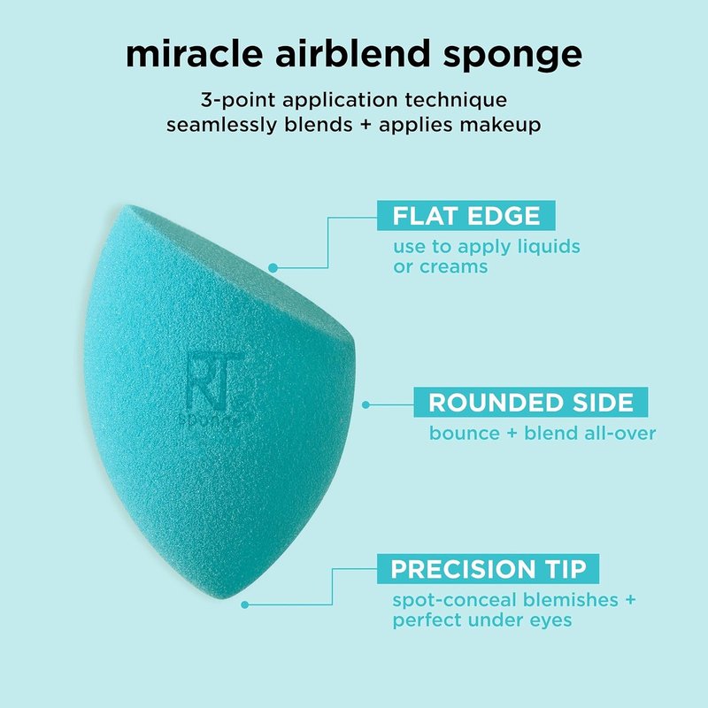 Real Techniques Miracle Mattifying Makeup Sponge Duo - Full Coverage Blending Sponges for Oily Skin | 2 Count, Matte Finish