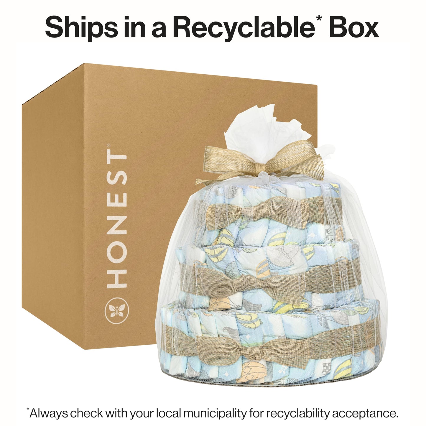 The Honest Company Deluxe Diaper Cake Diapers Baby Personal Care Plant-Based Wipes Barnyard Babies Size 1 8-14 lbs 70 Count