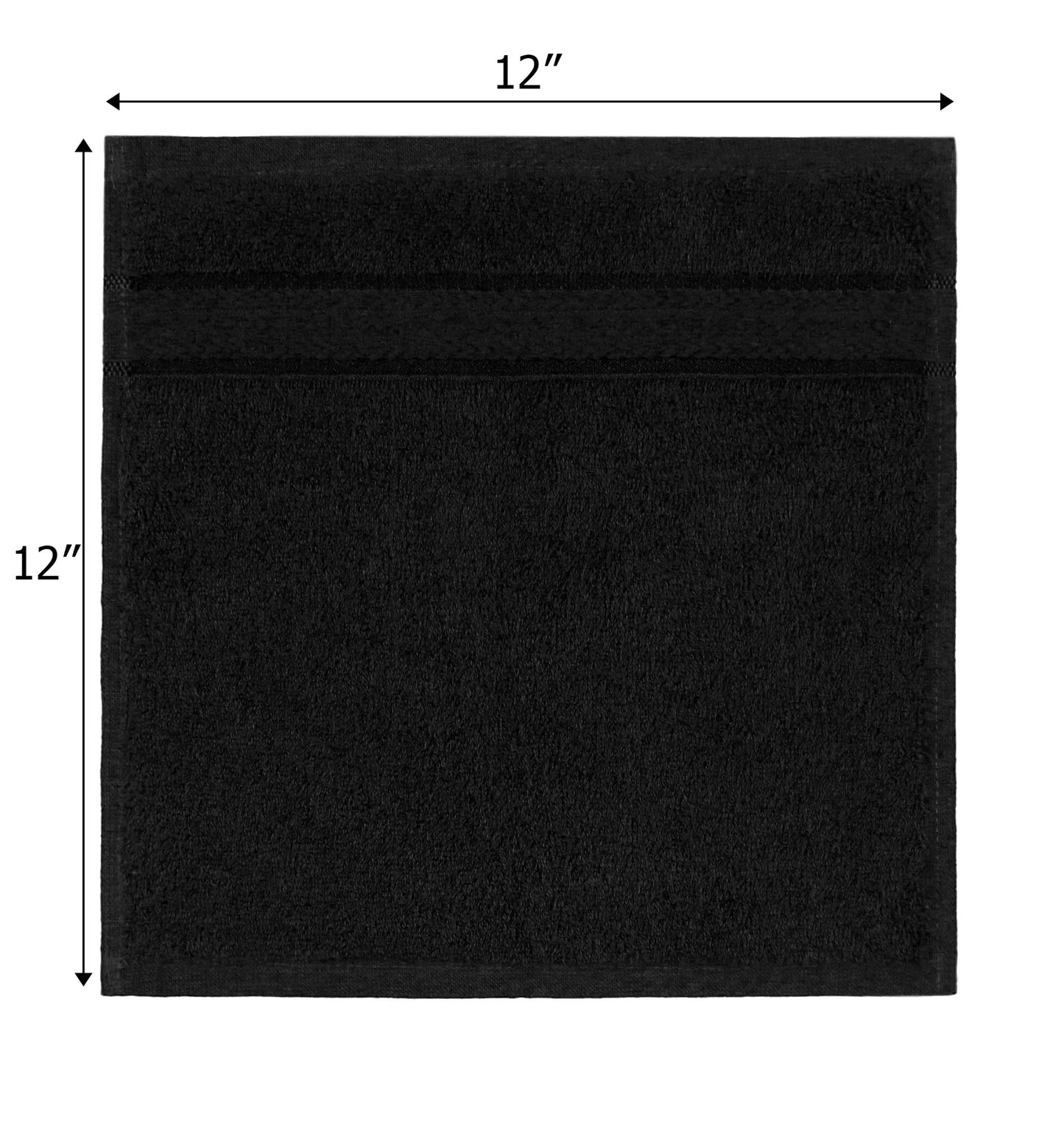 COTTON CRAFT Ultra Soft 12 Pack Wash & Face Cloths 12x12 - Highly Absorbent Bathroom Shower Kitchen Utility Towels - Use Everyday - Easy Care Machine Wash - Premium Ringspun Cotton 580 GSM - Black