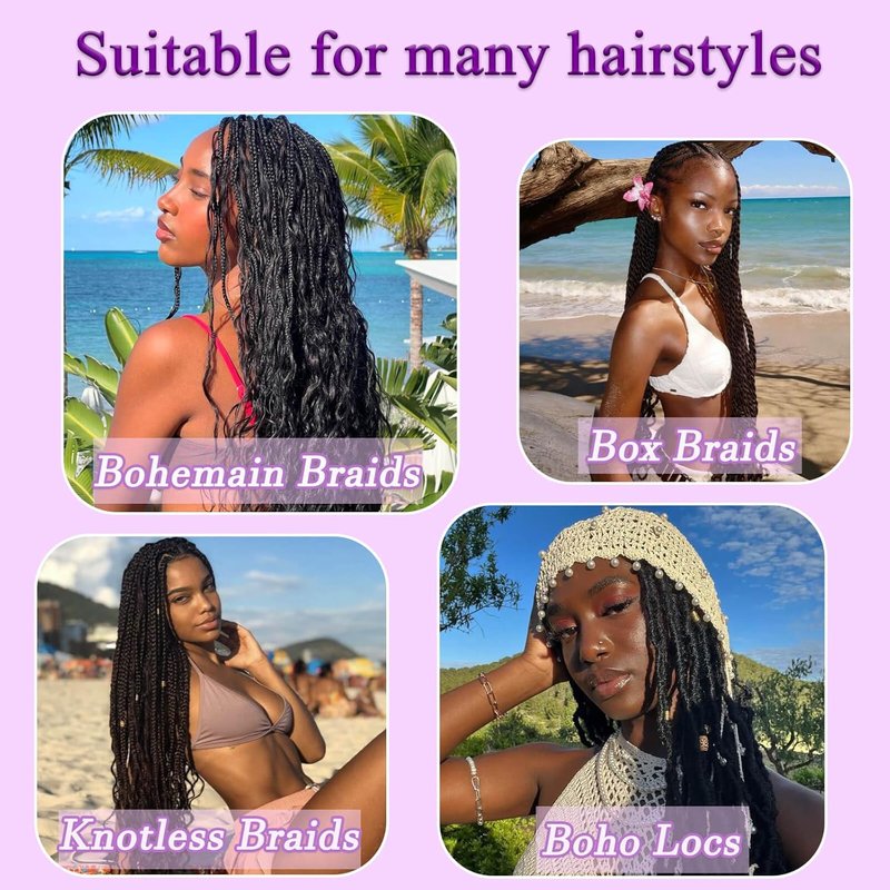 Skiennix Human Braiding Hair - Wet & Wavy Deep Wave Extensions | 110g Boho Chocolate Brown 16-Inch 3 Bundles
