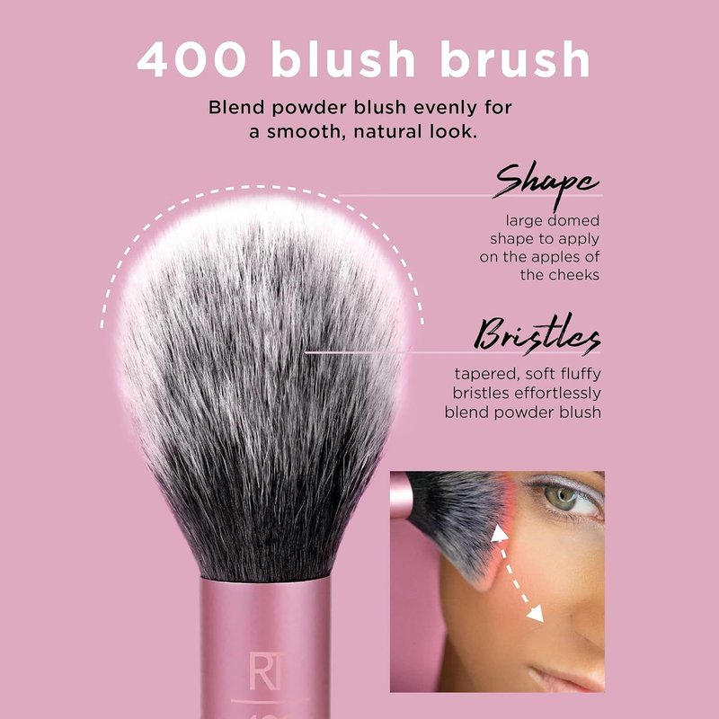Real Techniques Blush Makeup Brush - Ultra Plush Fluffy Brush for Loose, Cream, or Pressed Blush | Vegan & Cruelty-Free