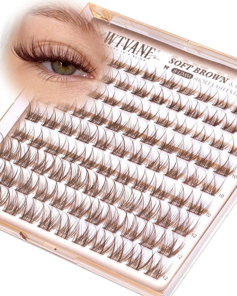 Natural Brown Lash Clusters - Wispy C Curl Individual Eyelash Extensions | 8-10-12mm Soft Thin Band