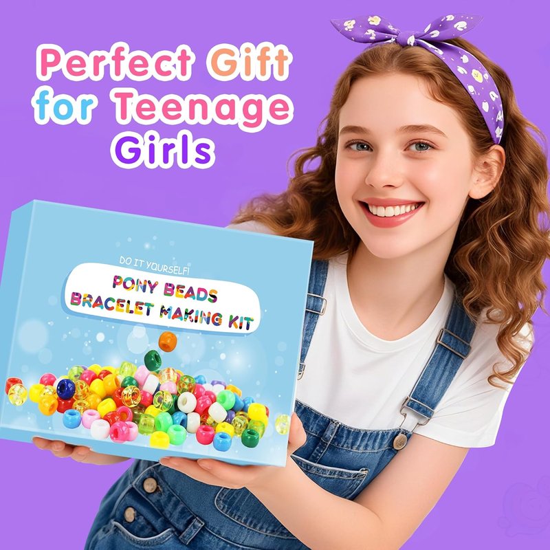 Pony Beads Kit - 5000 Pcs in 144 Colors | 6x9mm Kandi Beads for Friendship Jewelry & DIY Crafts