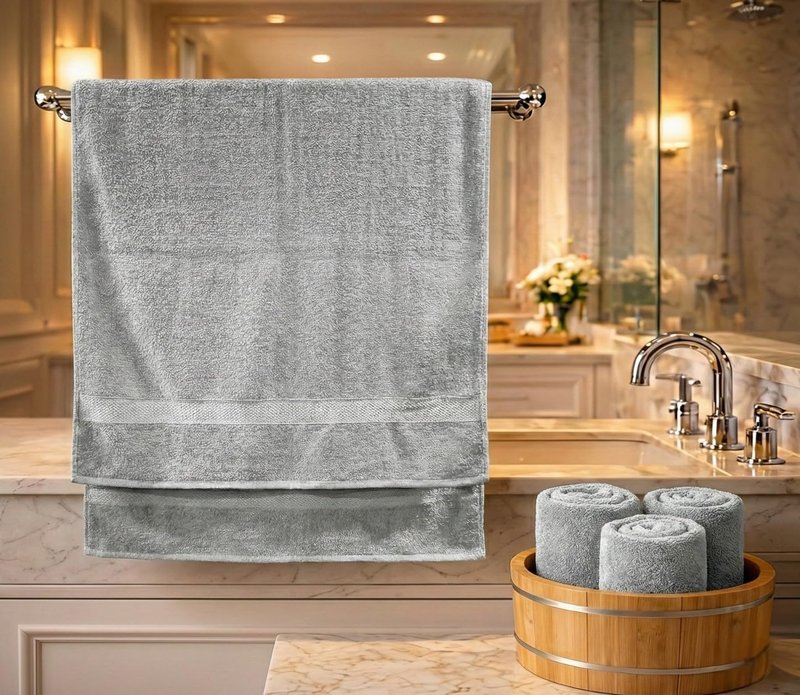 Towel and Linen Mart 4 Pack Extra Large Bath Towels (30 x 60 Inches) 100% Cotton, Ultra-Soft, Quick-Drying Absorbent Lightweight for Bath & Everyday Use (Cool Grey)