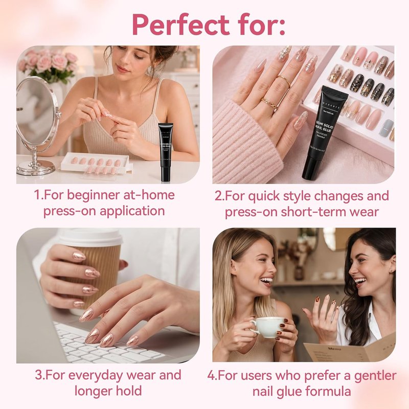 Makartt Press On Nail Glue - Strong Hold, HEMA-Free Formula | 20 Seconds Air Dry, Easy Application for Beginners