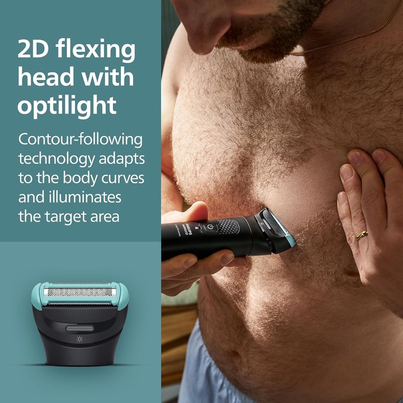 Philips Norelco Body Groomer - Waterproof Men's Full Body Trimmer with Travel Case & Flexing Head, BG7490/50