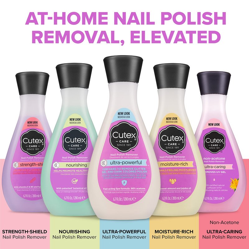 Cutex Nail Polish Remover, Strength Shield, Leaves Nails Looking Healthy, Contains Vitamins E, B5 & Hydrolyzed Silk, 6.76 Fl Oz (Pack of 2)