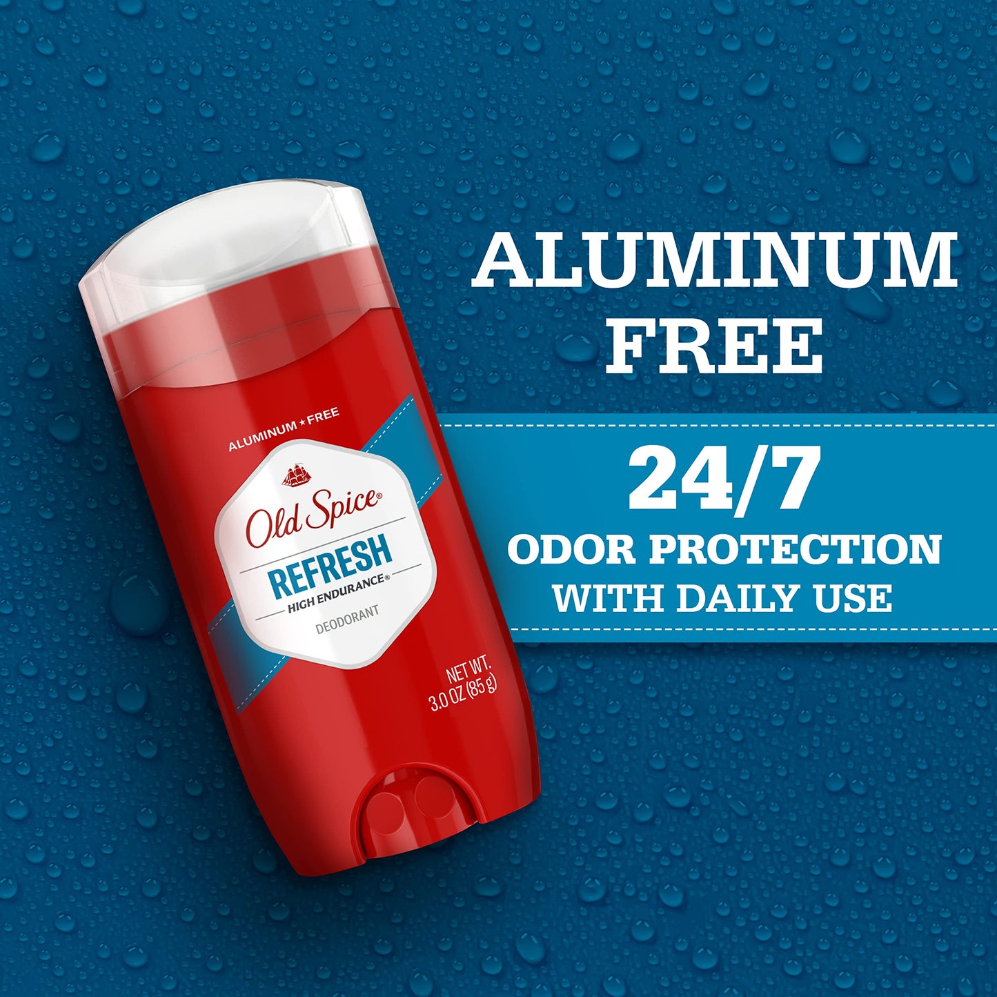 Old Spice Aluminum Free Deodorant for Men, High Endurance, 24/7 Lasting Freshness & Long Lasting Scent, 24/7 Advanced Sweat & Odor Protection, Fresh Scent, 3.0 oz (Pack of 2)