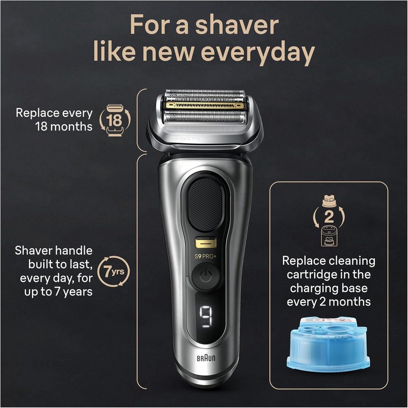 Braun Series 9 PRO+ Electric Razor for Men - 5 Pro Shaving Elements & Comfort Head | 6-in-1 SmartCare Center, Wet/Dry Use