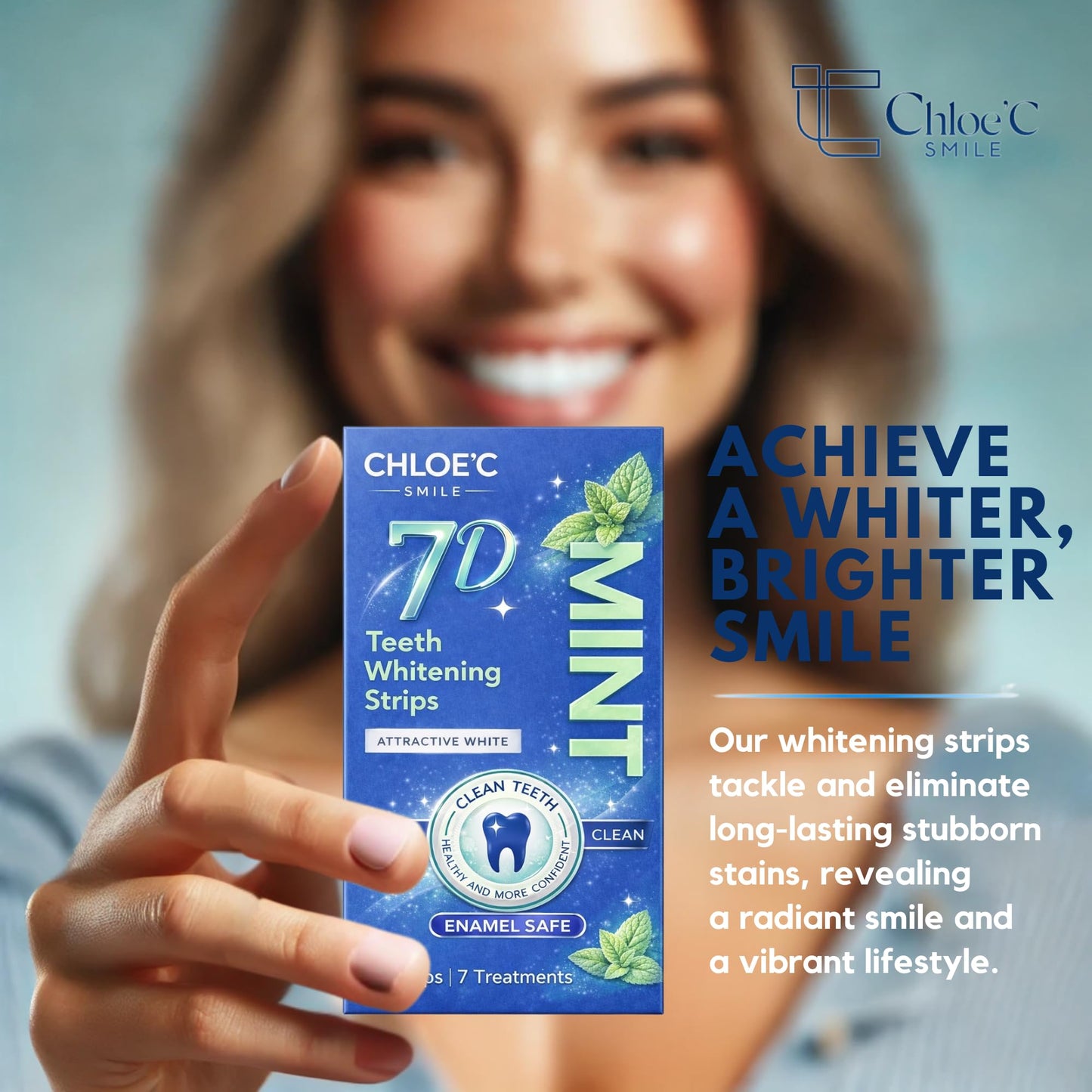 Teeth Whitening Strips | 14 Strips - 7-Day Mint-Flavored Treatments for Sensitive Teeth | Non-Toxic Whitening Strips | Enamel Safe & Peroxide-Free | Removes Stains in 7 Days | Teeth Whitening
