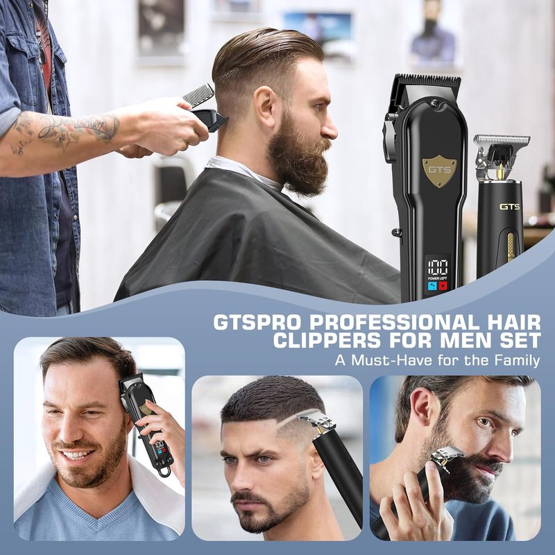 GTSPro Hair Clippers - Professional Electric Trimmer Set for Men | Stylish Black with Gift Box