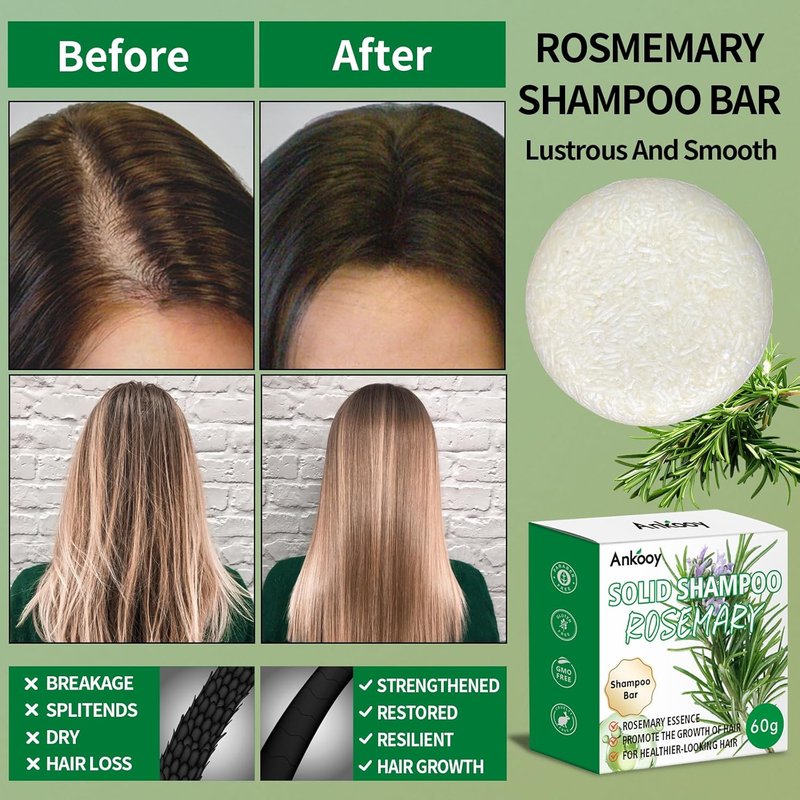 Skiennix 2 Pack Solid Shampoo Bar - Rosemary Oil for Thinning Hair | Natural & Organic Hair Care