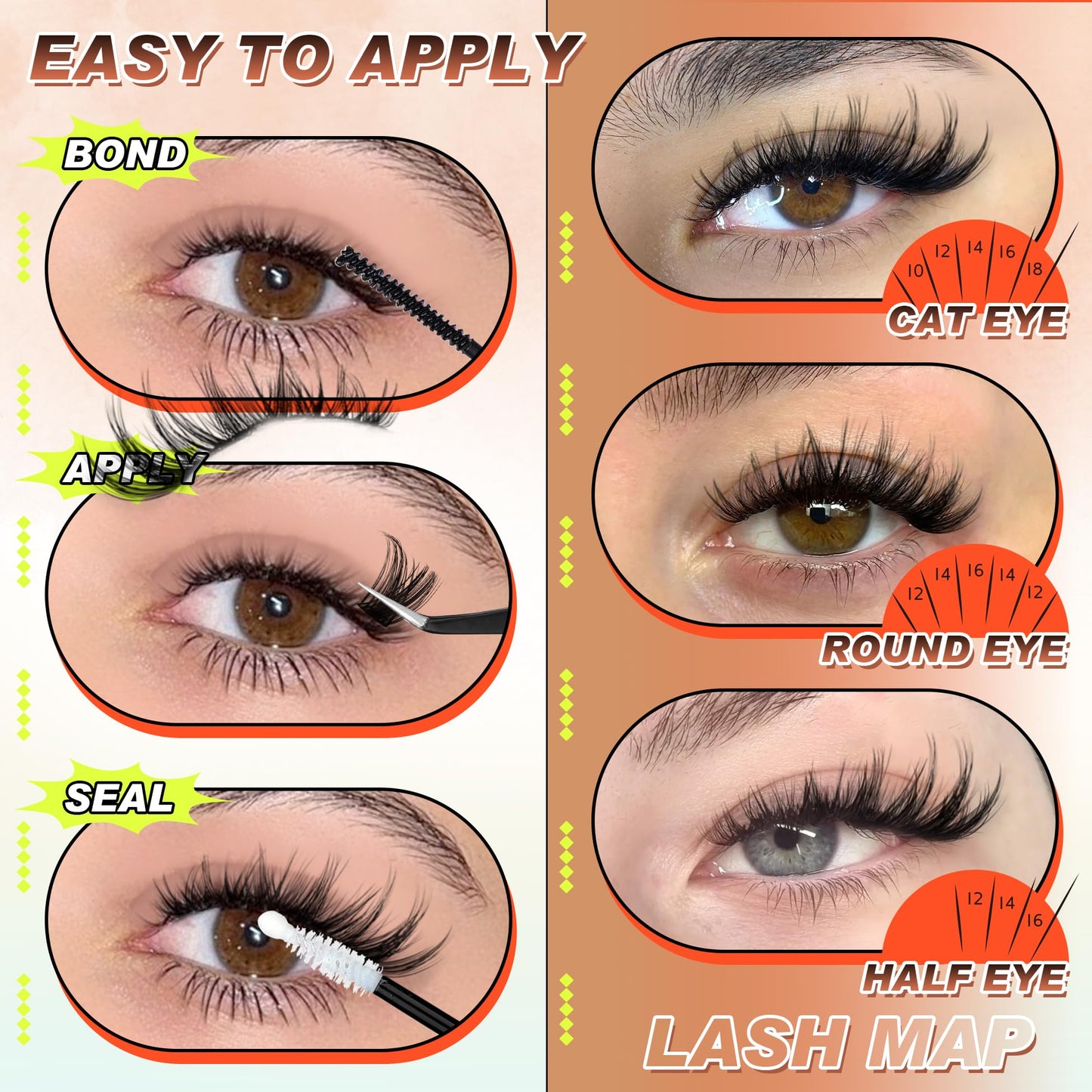 Wispy Lash Clusters Natural Eyelash Clusters Wispy Cluster Eyelash Extensions Manga Cluster Lashes Natural Lash Clusters 10-18MM D-Curly Wispy Individual Lashes 144Pcs by Zegaine