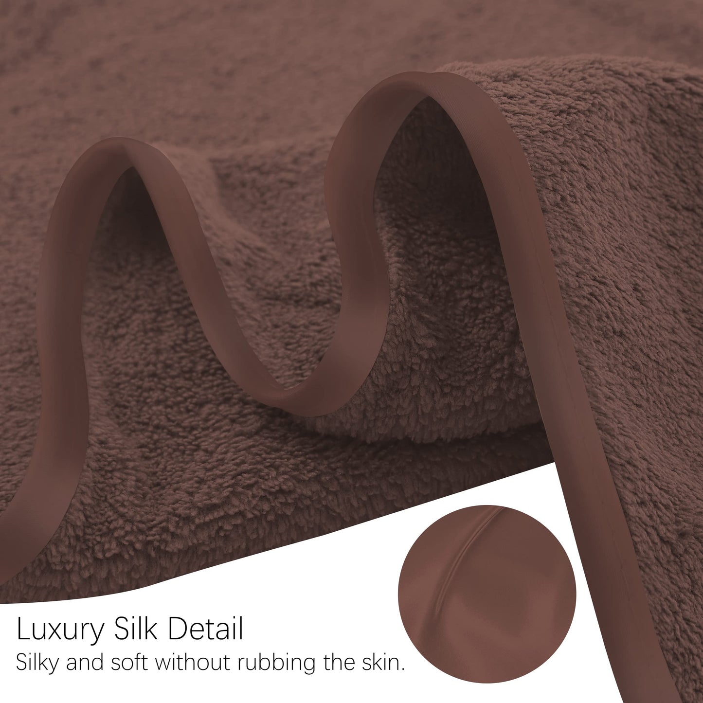 TENSTARS Silk Hemming Hand Towels for Bathroom - Quick Drying - Ultra Soft Microfiber Absorbent Towel for Bath Fitness, Gym, Shower, Hotel, and Spa - 16x28 Inch | Set of 6, Wood Brown