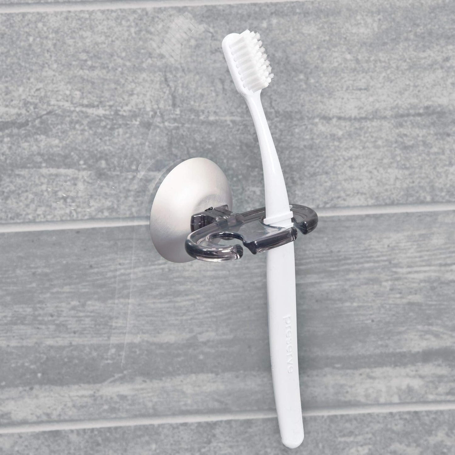 Toothbrush Holder - iDesign Metro Collection Ultra Power Lock Suction, Gray - Compact 2.75” x 2.3” x 1.8”