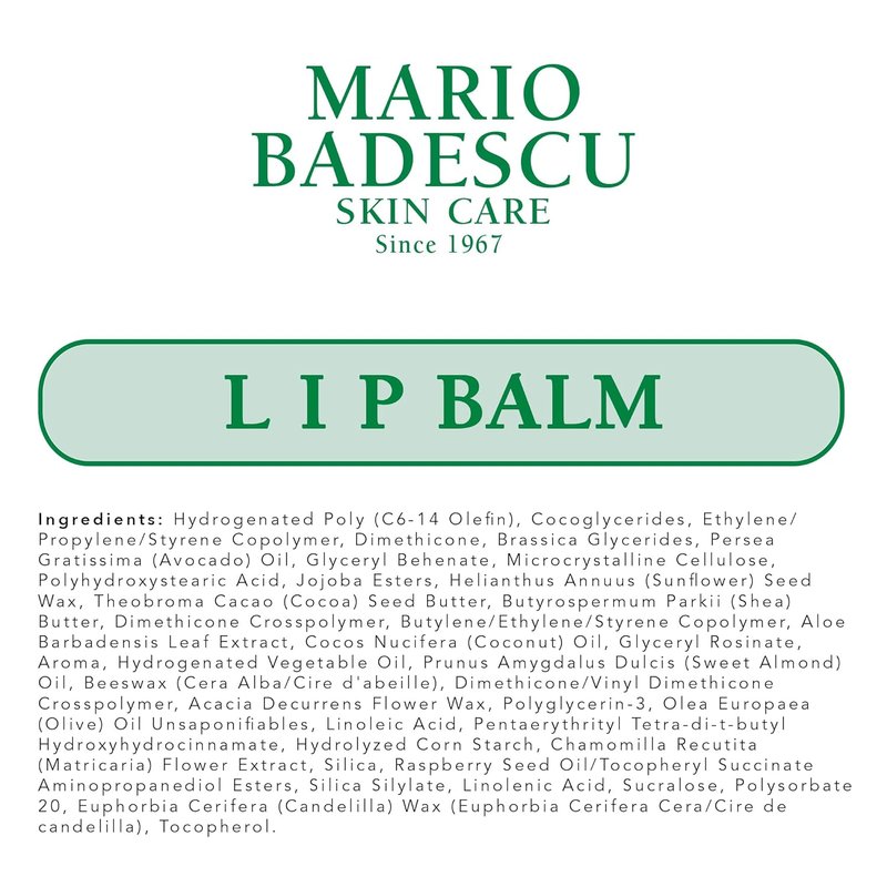 Mario Badescu Moisturizing Lip Balm - Nourishing Coconut Oil & Shea Butter Formula for Soft, Smooth Lips | Ideal for Dry, Cracked Lips