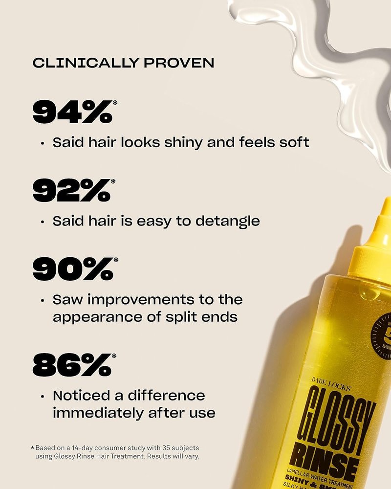 BABE ORIGINAL Babe Locks Glossy Rinse Treatment for Shine, Promotes Hydration, In-Shower Lamellar Water Hair Mask