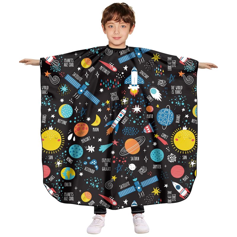 Kids Hair Cutting Cape - Waterproof & Lightweight Salon Cape for Boys and Girls | 39” x 51” Galaxy Pattern